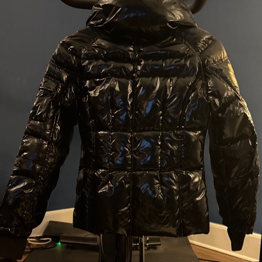 SAM. Shiny Black Kids Puffer Coat size 12 - Picture 2 of 3